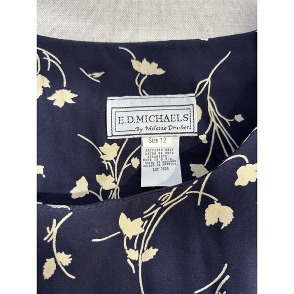 NWT E.D. Michaels by Melanie Druker Vintage Navy Floral Midi Dress Size 12 Boho - Picture 5 of 10